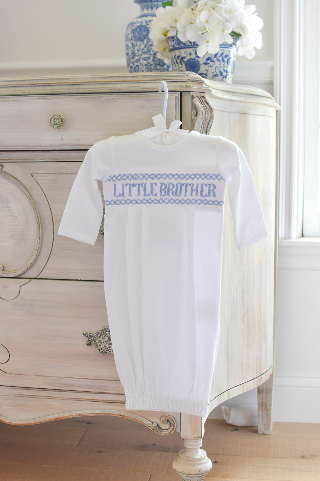 PRE-ORDER Little Brother Smocked Gown and Hat Set