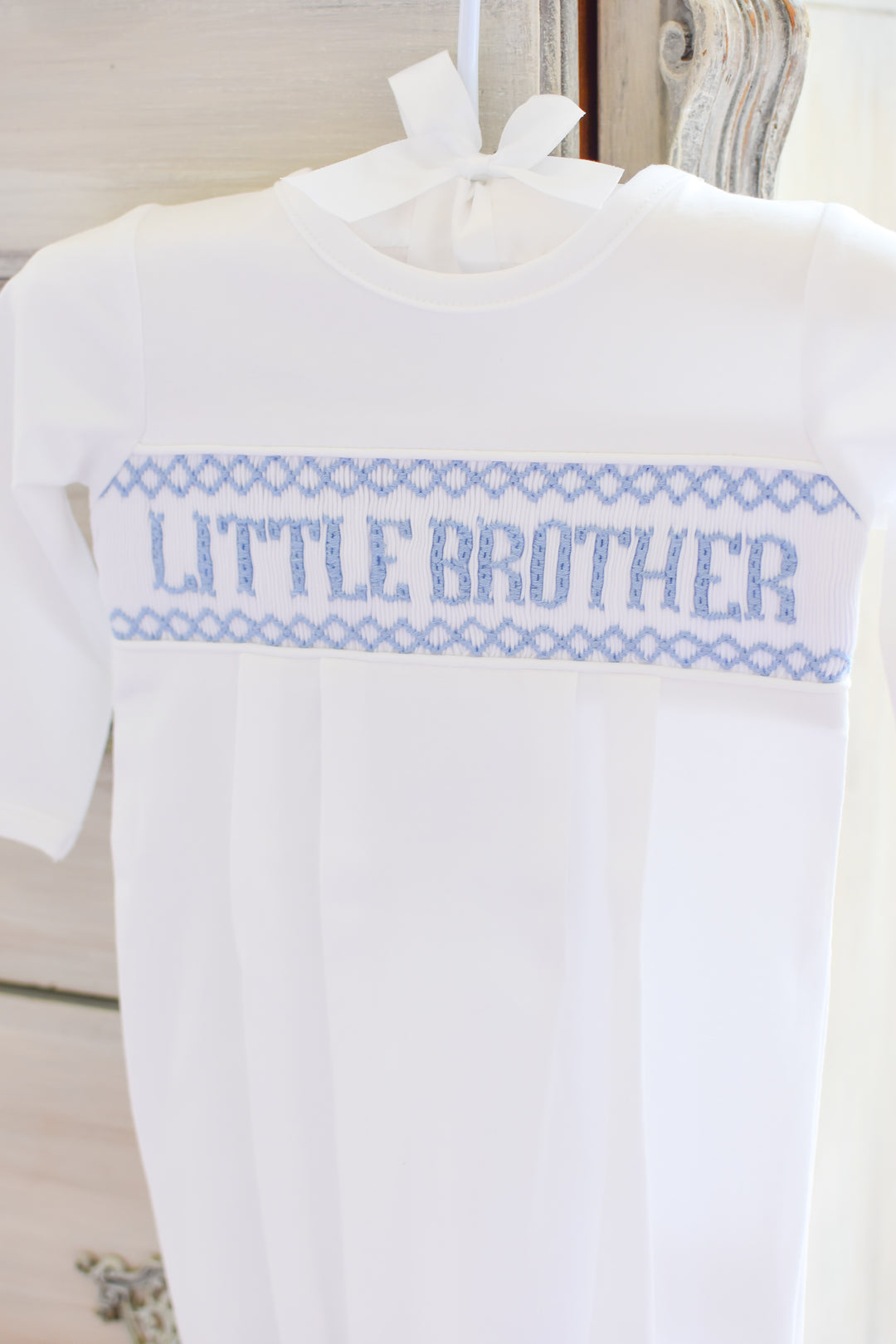 PRE-ORDER Little Brother Smocked Gown and Hat Set
