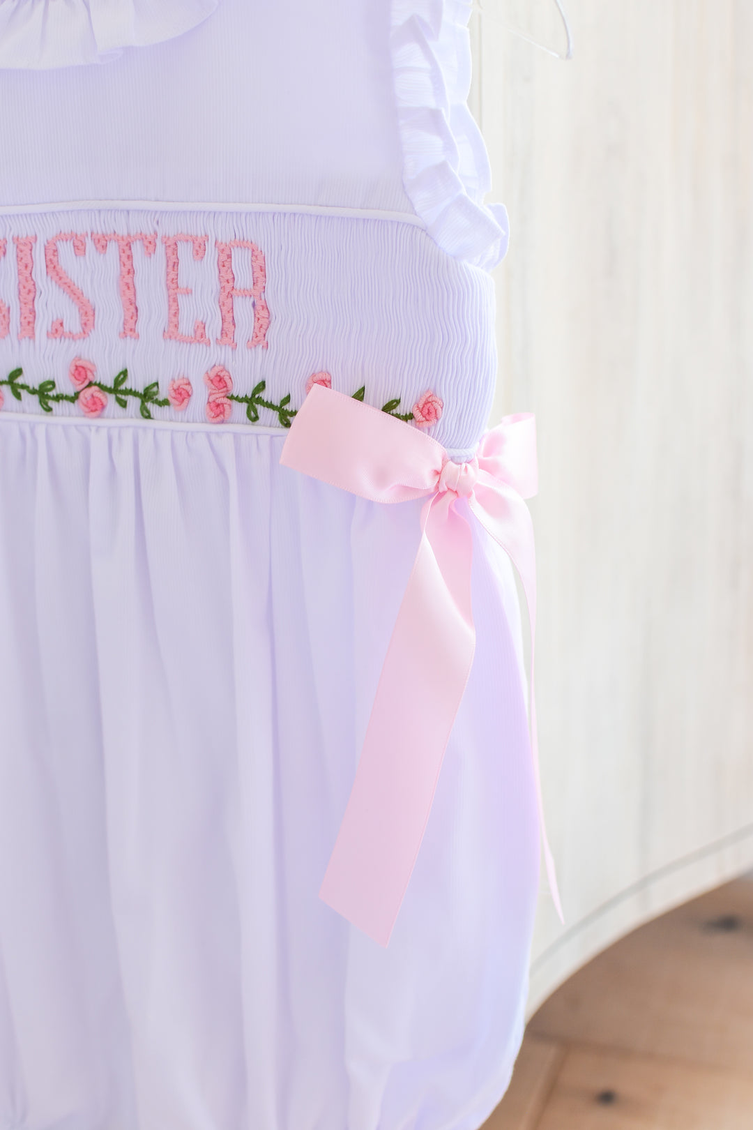 PRE-ORDER Big Sister White Bubble with Pink Florals & Bows
