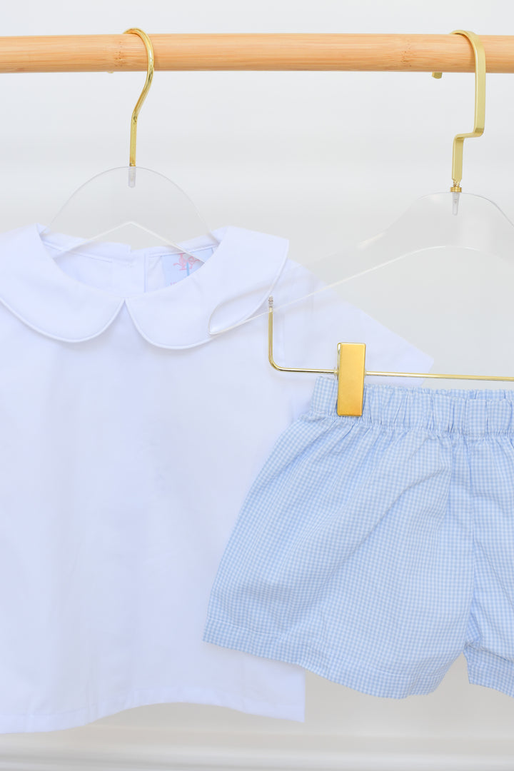 Blue Gingham Boy Short Set