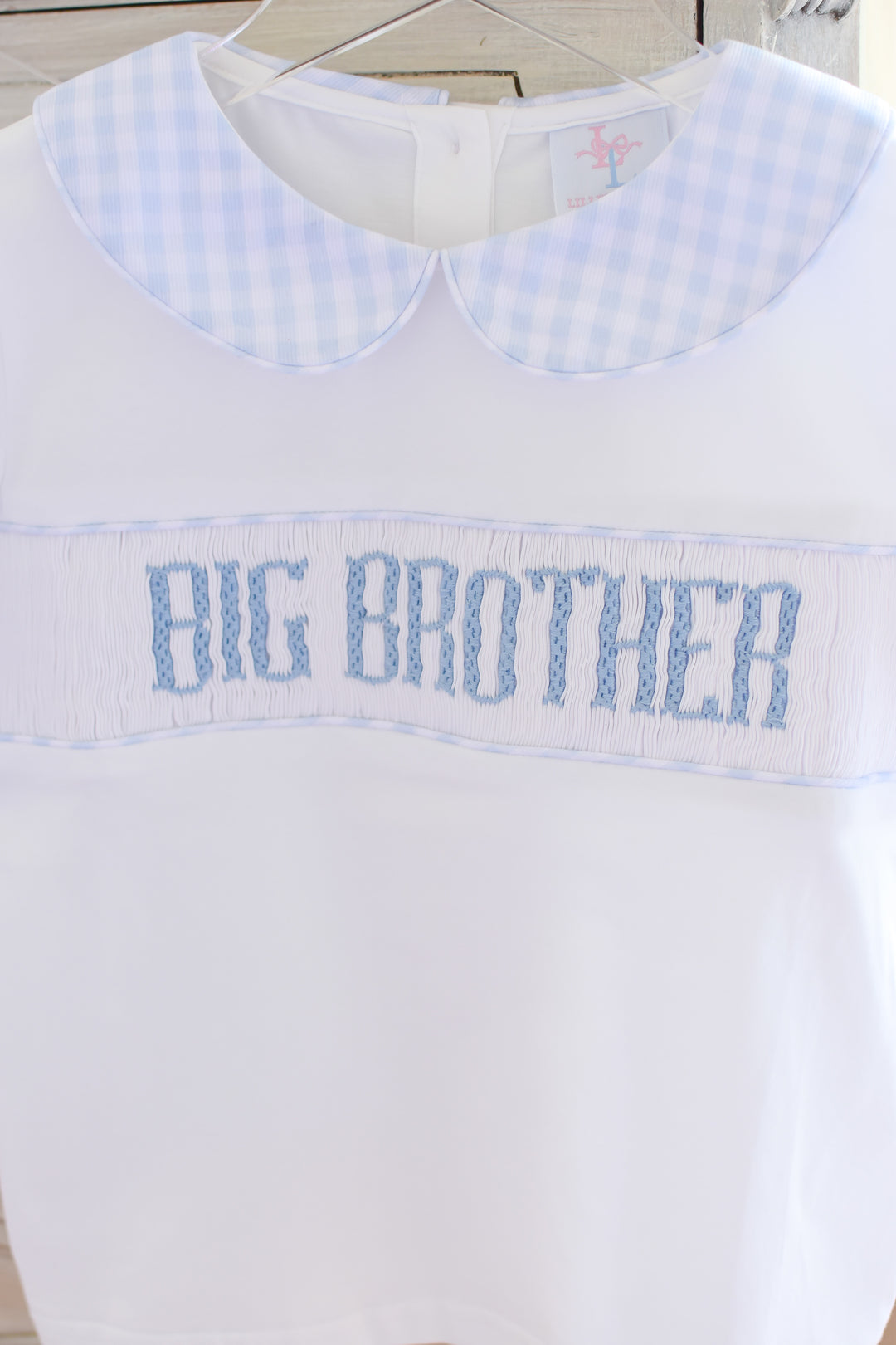 PRE-ORDER Big Brother Blue Gingham Smocked Set with Peter Pan Collar