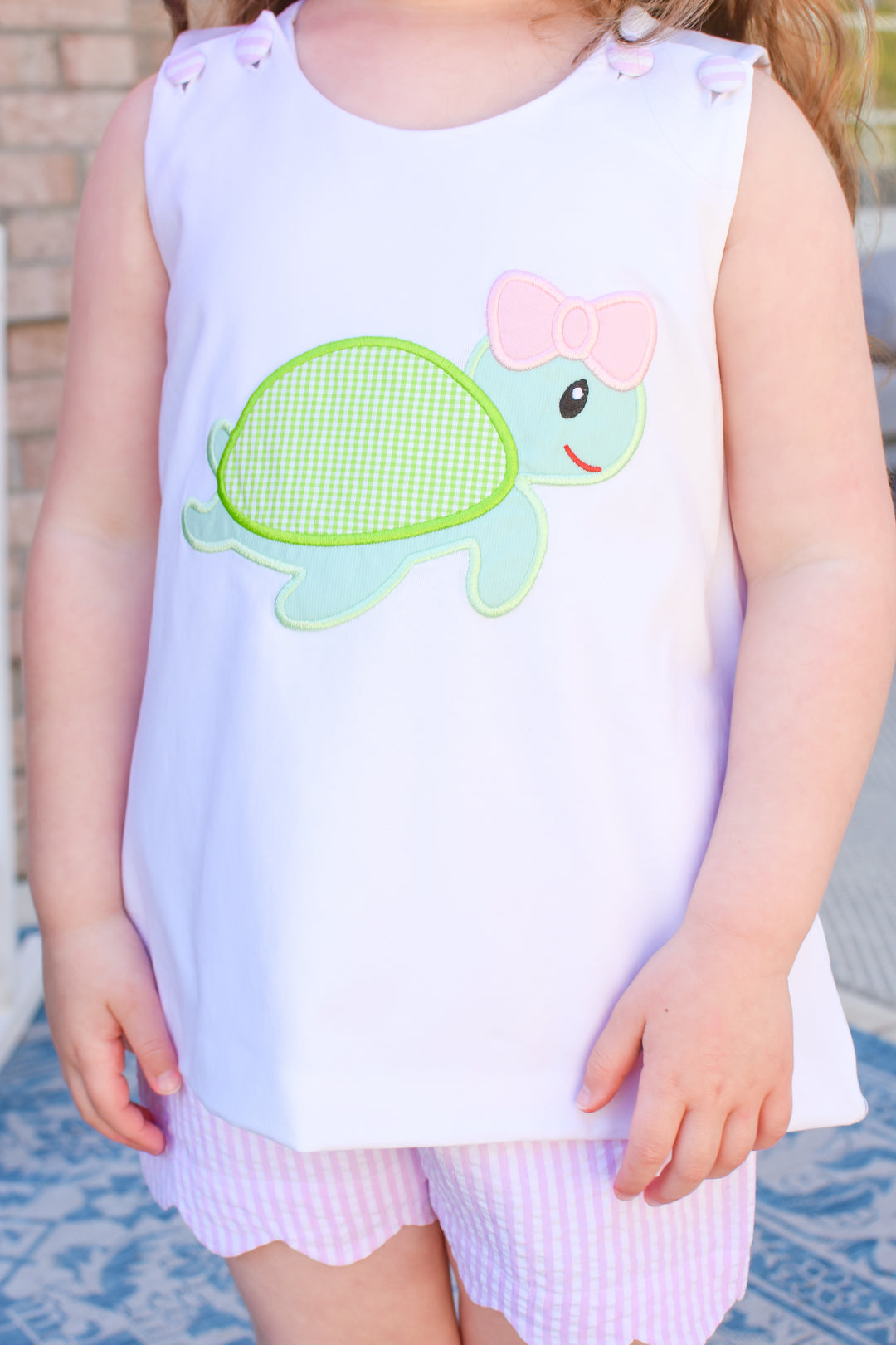 Pink Turtle Applique Short Set