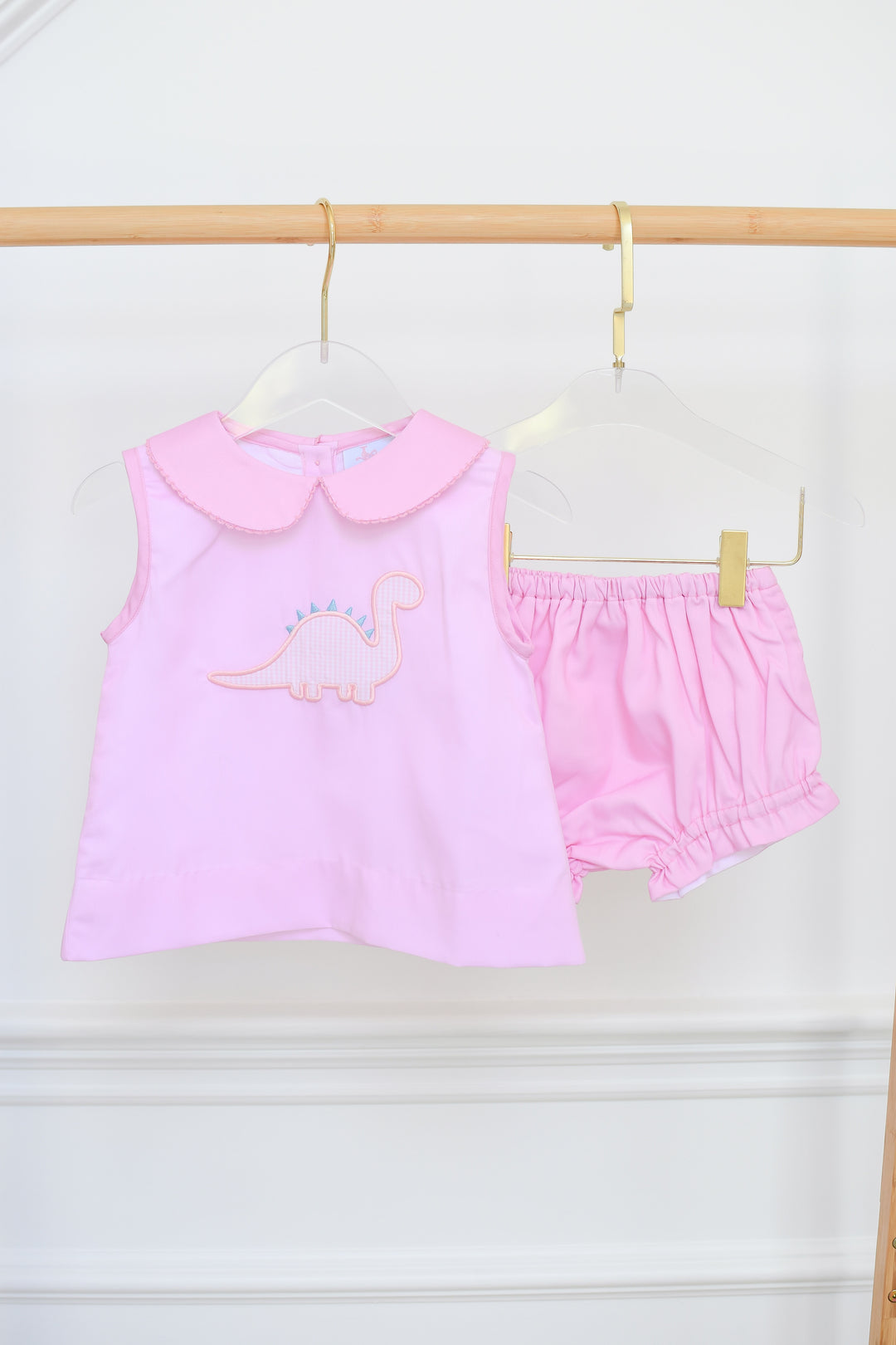 Dinosaur Applique Girl Diaper Set