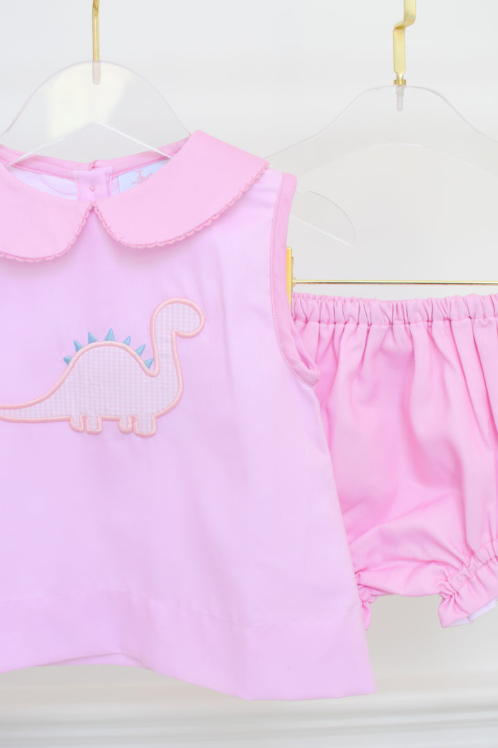 Dinosaur Applique Girl Diaper Set