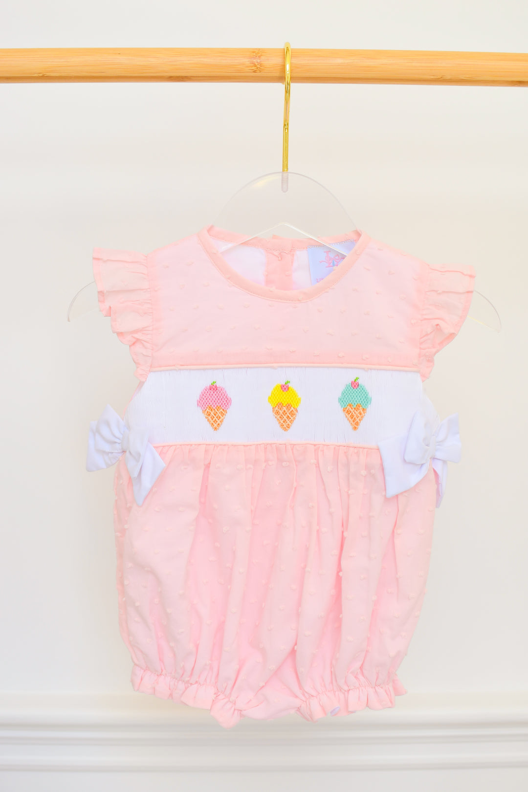 Peach Ice Cream Smocked Bubble