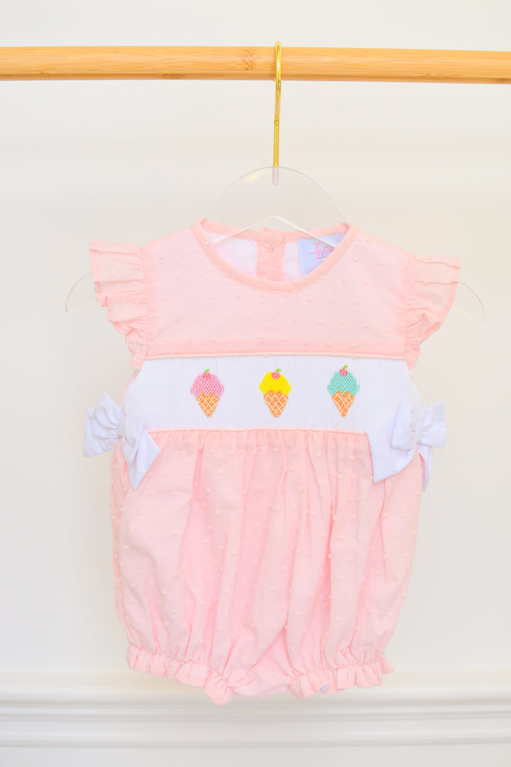 Peach Ice Cream Smocked Bubble