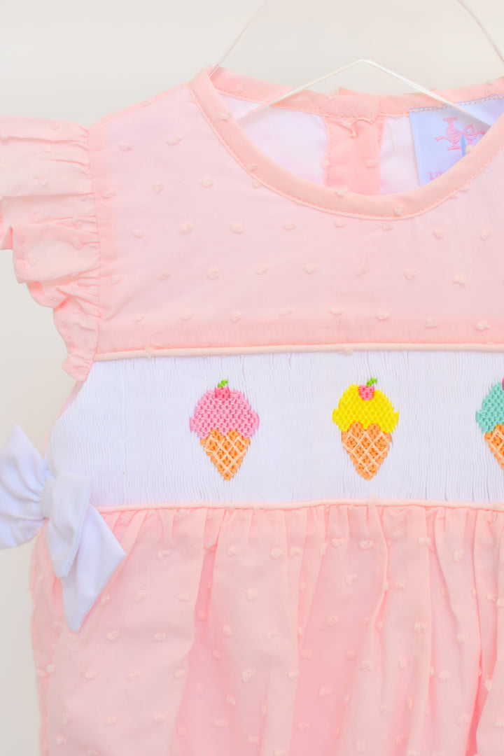 Peach Ice Cream Smocked Bubble