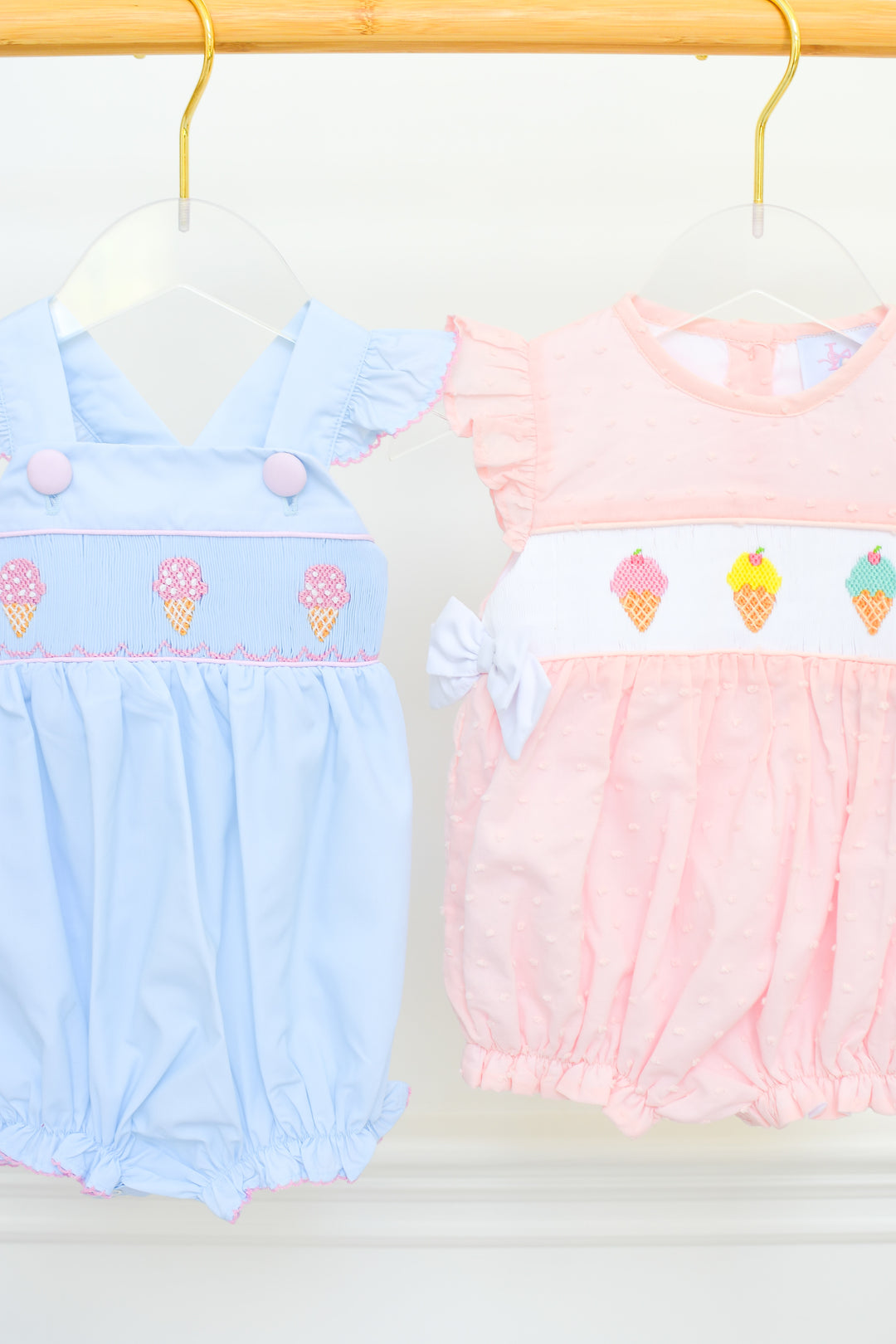 Peach Ice Cream Smocked Bubble