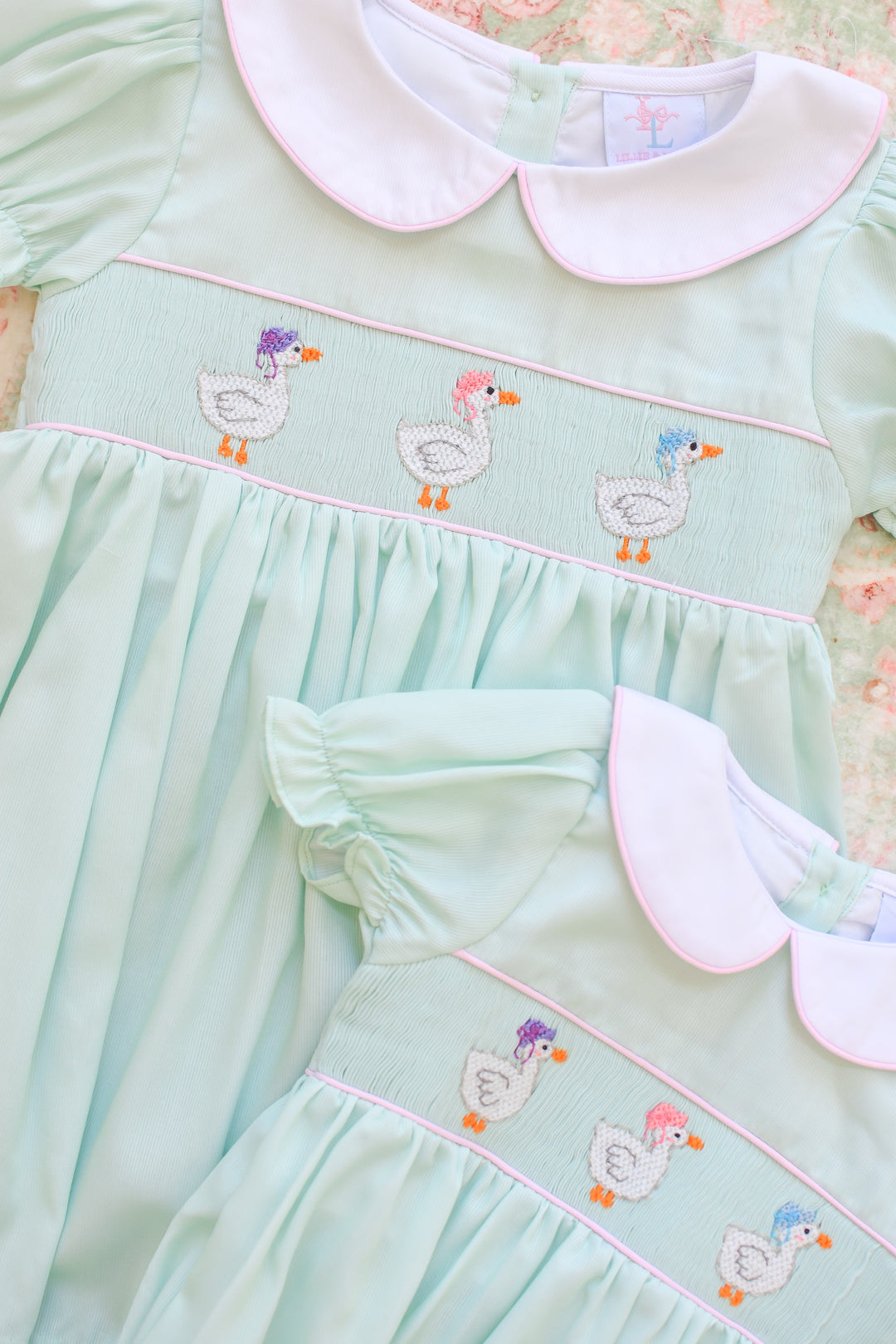 Lady Geese Green Smocked Dress Lady Geese Green Smocked Dress