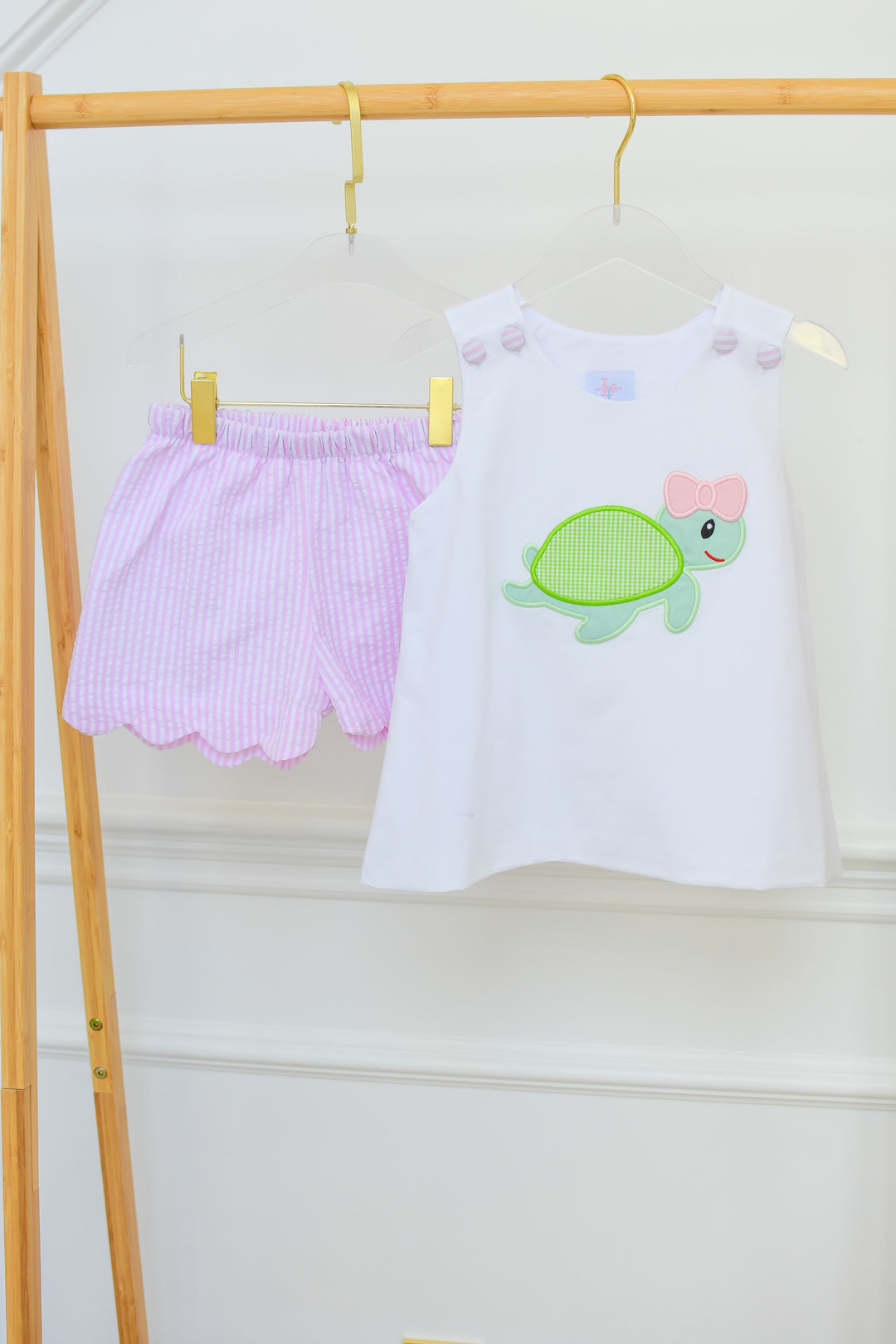 Pink Turtle Applique Short Set