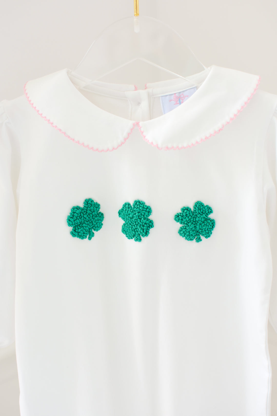 Girls Shamrock French Knot Romper