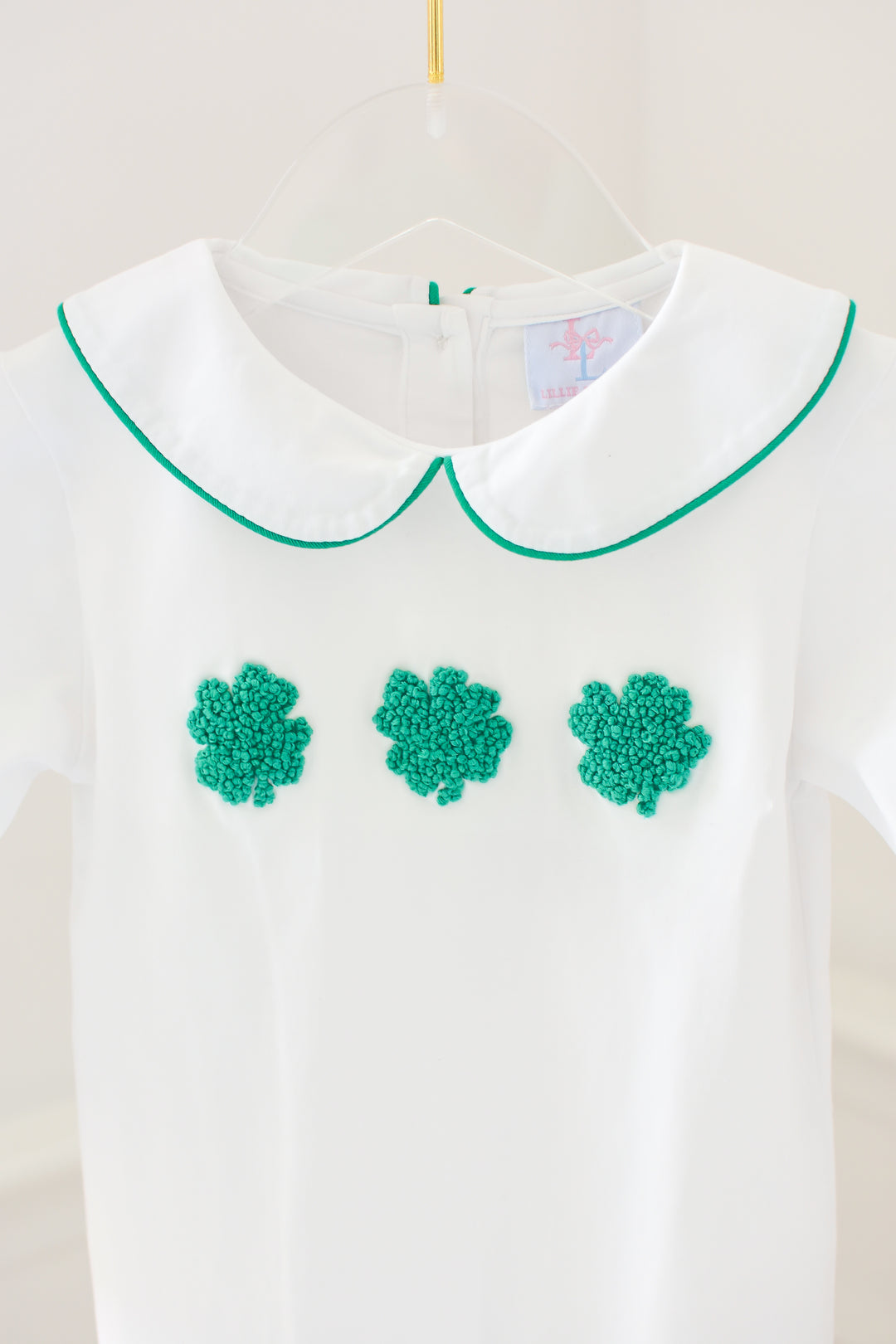 Boys Shamrock French Knot Romper