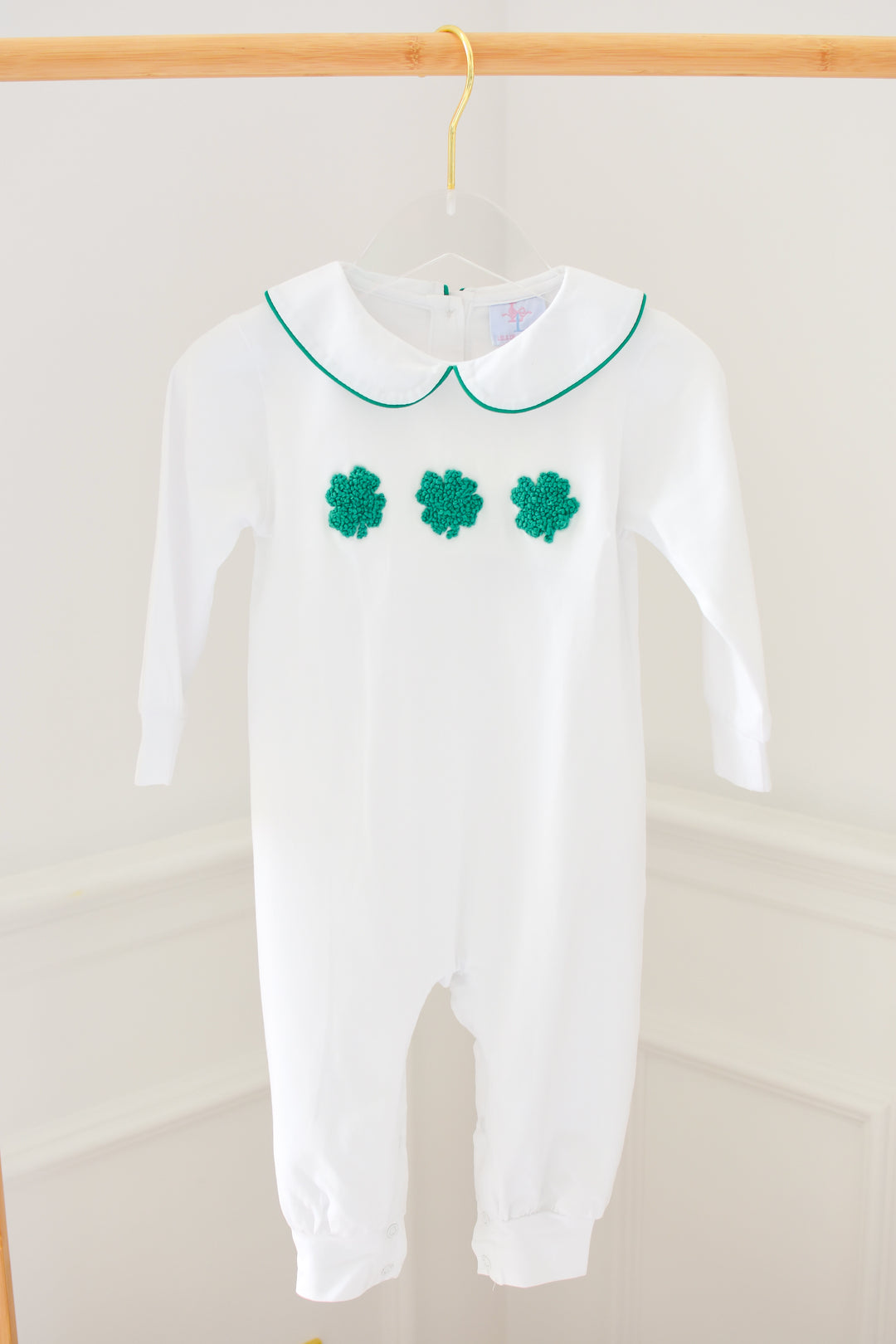 Boys Shamrock French Knot Romper