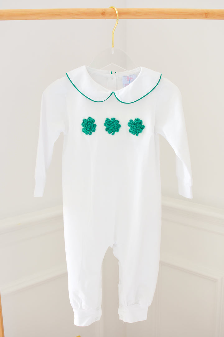 Boys Shamrock French Knot Romper