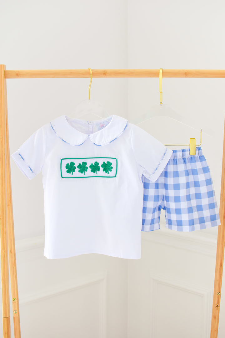 Lucky in Blue Smocked Short Set