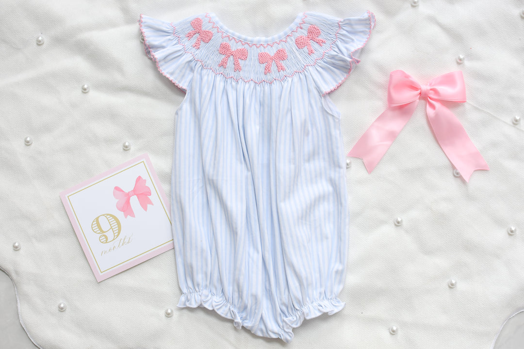 Eleanor Bella Bow Smocked Bubble