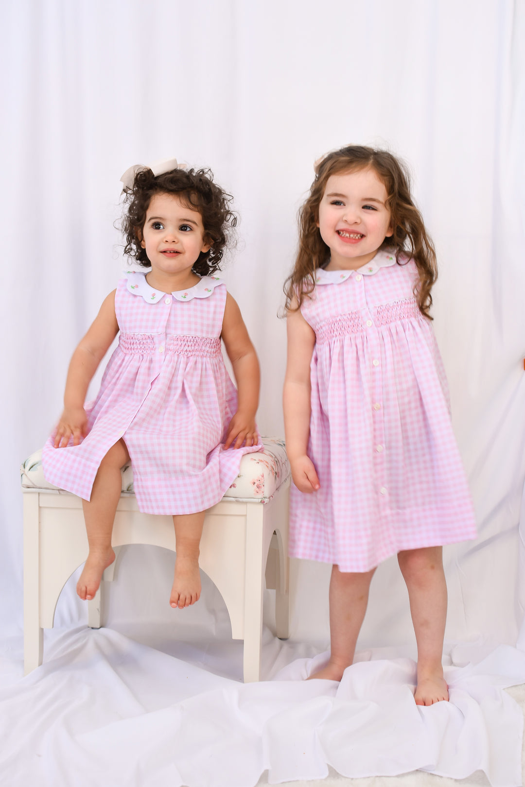 Tulip Pink Gingham Smocked Dress