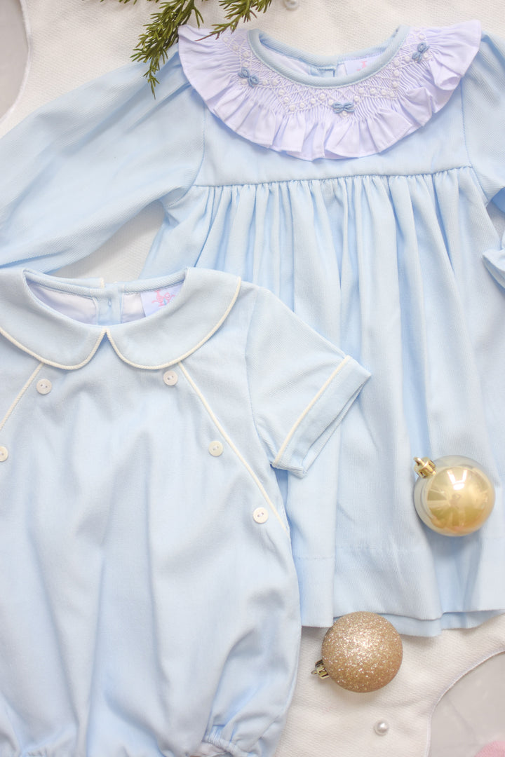 Frosted Corduroy Smocked Boy Bubble