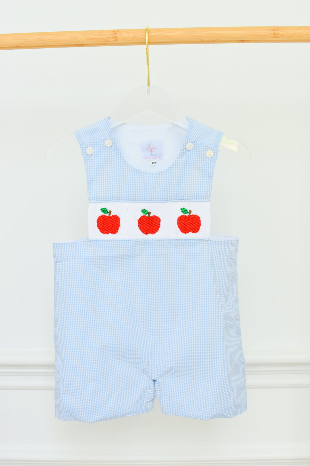 Smocked Apple Gingham Shortall