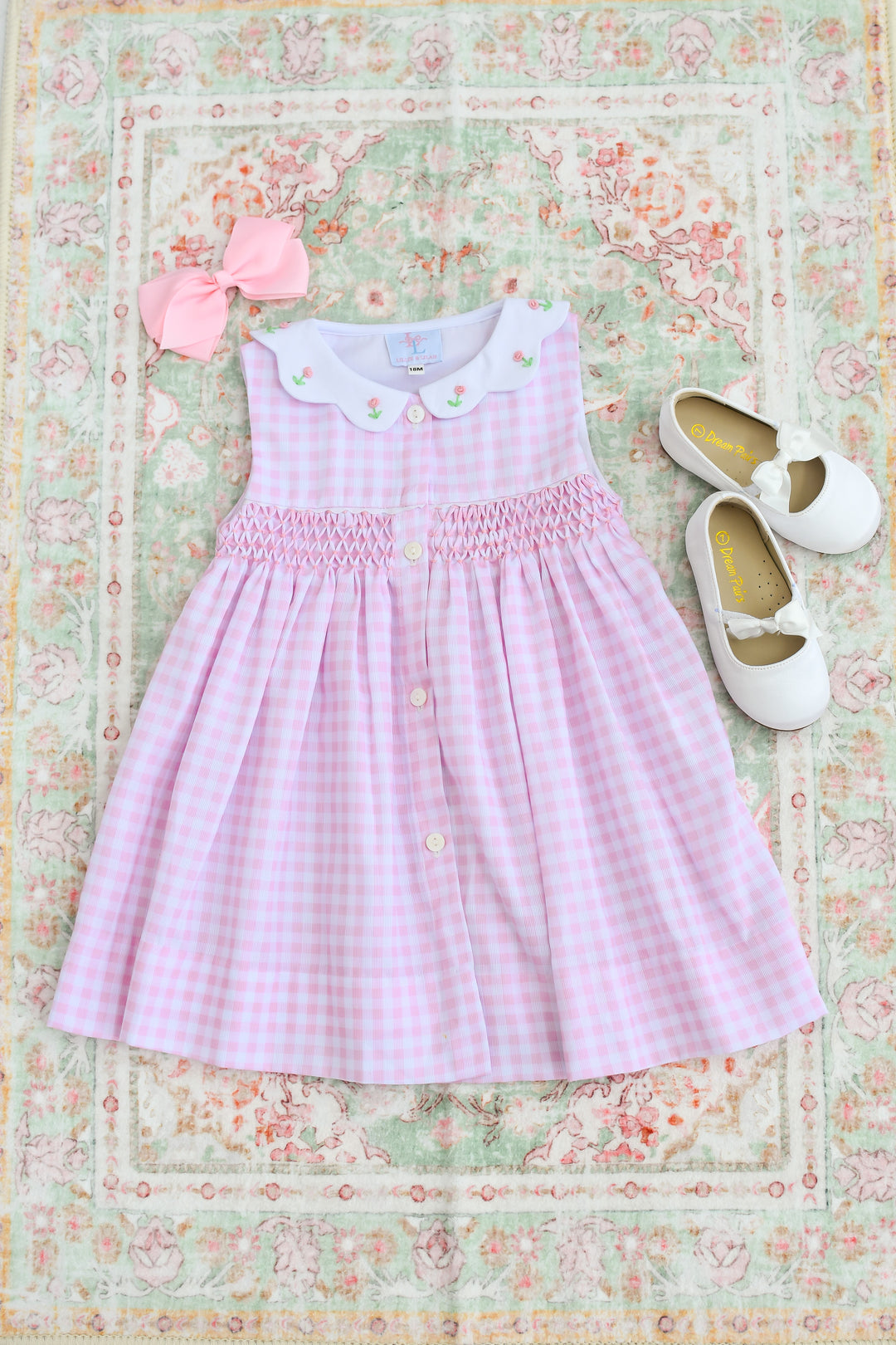 Tulip Pink Gingham Smocked Dress