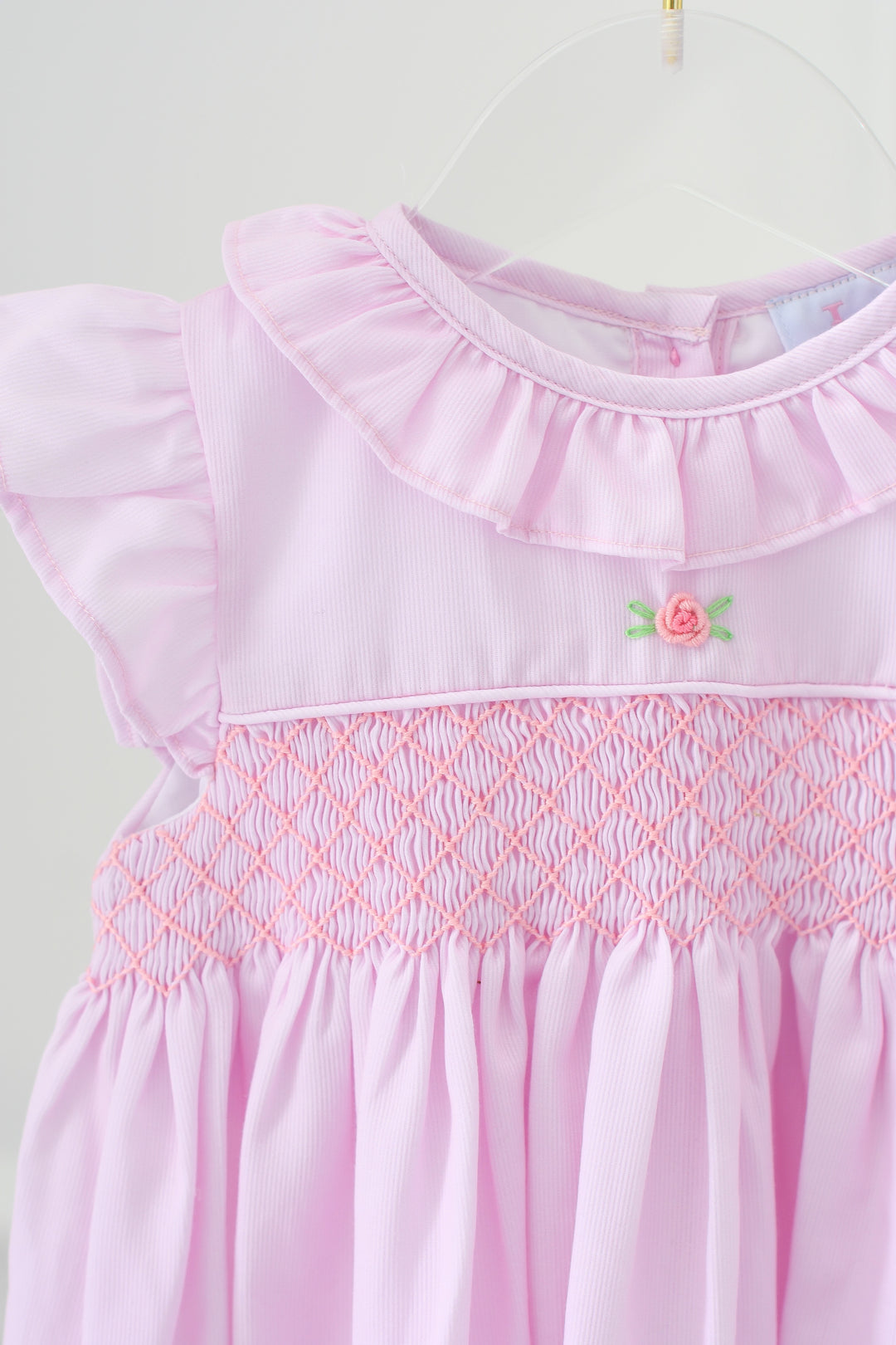 Roses on Pink Smocked Dress