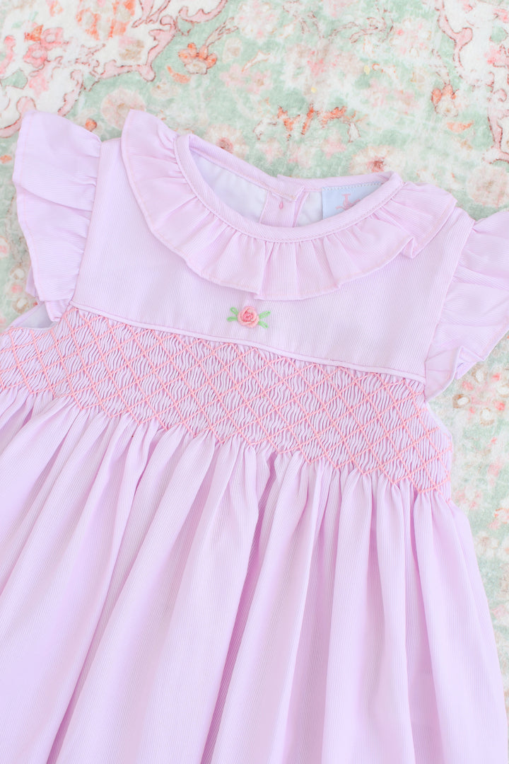 Roses on Pink Smocked Dress