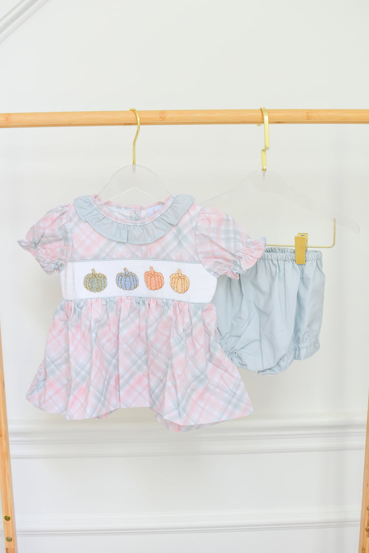Pastel Plaid Pumpkin Diaper Set