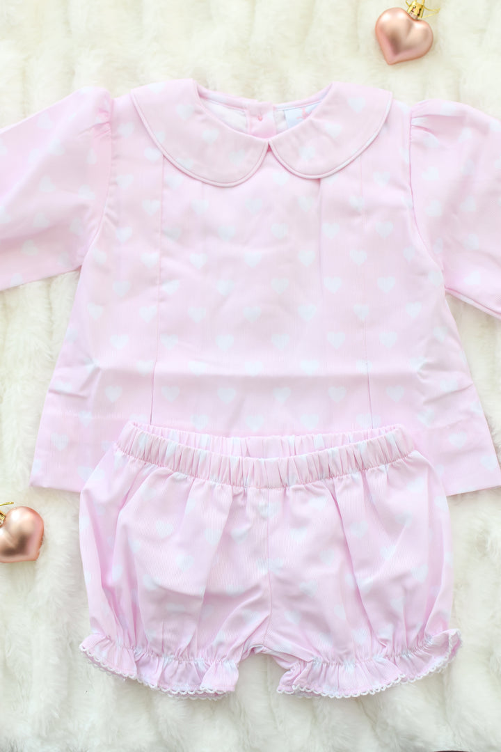 Brigitte White Heart Diaper Set