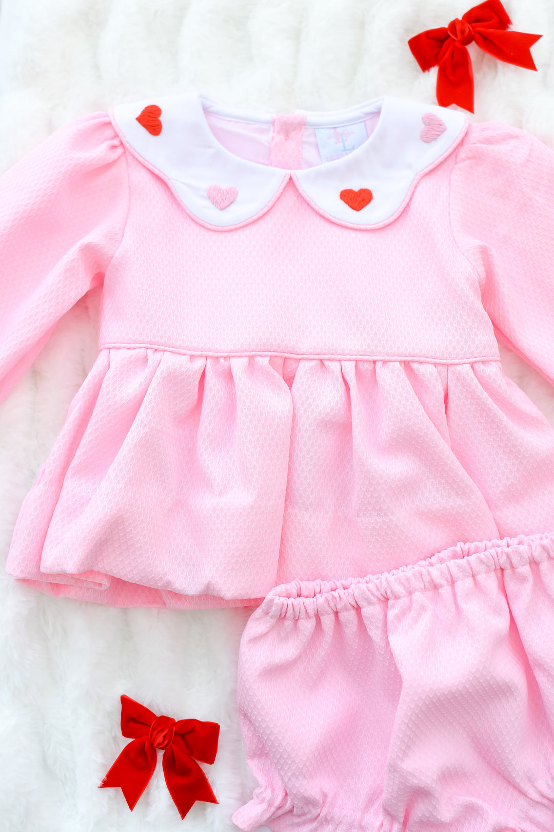 Madeline Valentine's Smocked Diaper Set