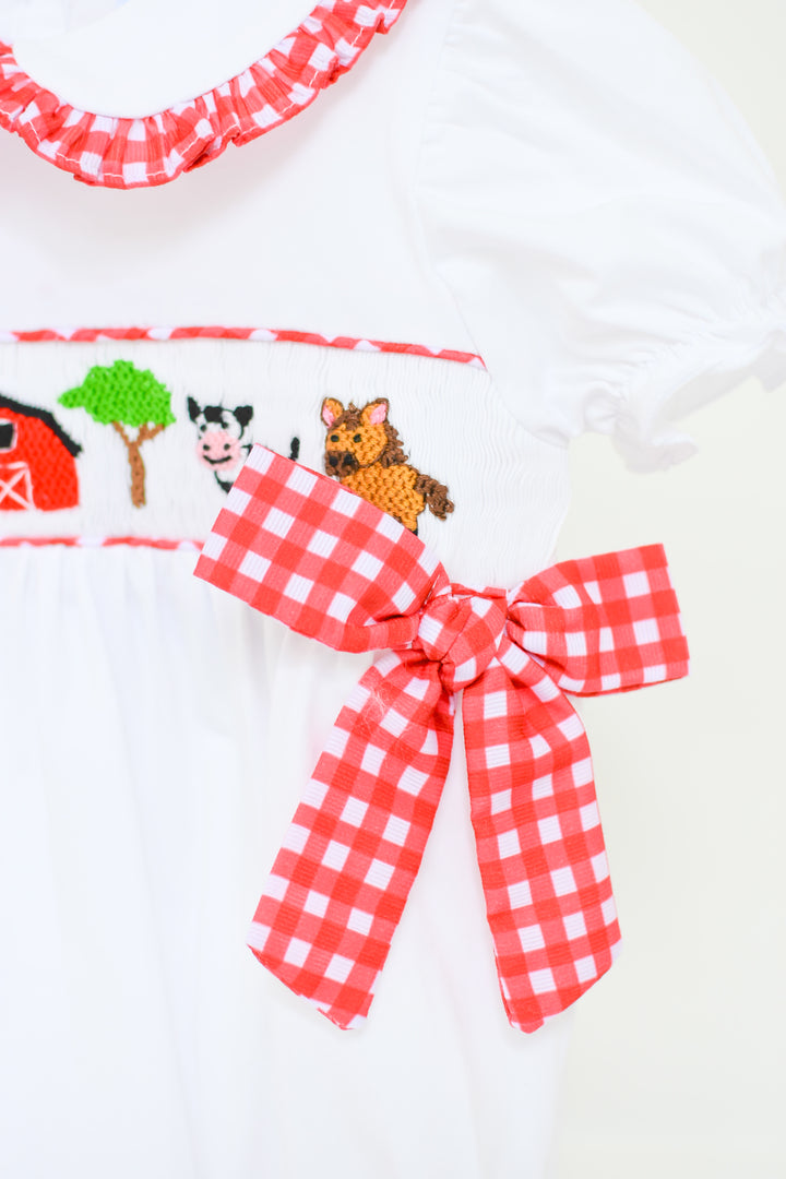 PRE-ORDER Girls Red Gingham Farm Bubble