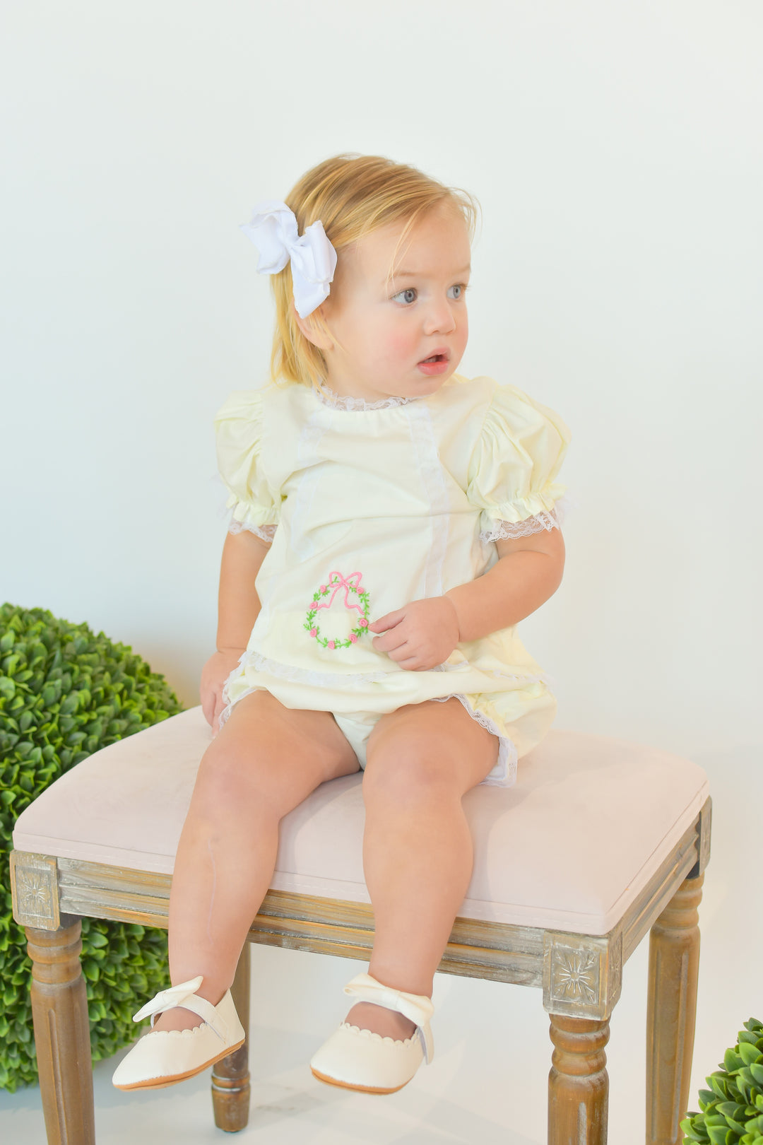 Abigail Smocked Diaper Set in Yellow