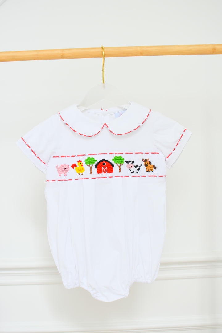 PRE-ORDER Boys Red Gingham Farm Bubble