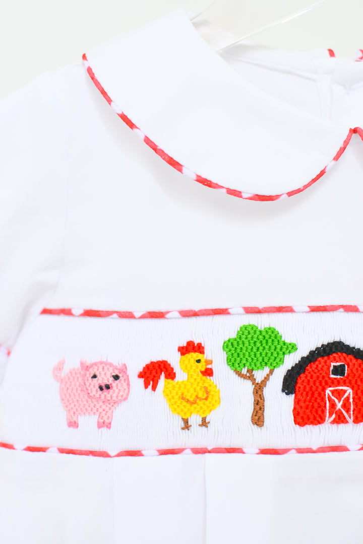 PRE-ORDER Boys Red Gingham Farm Bubble