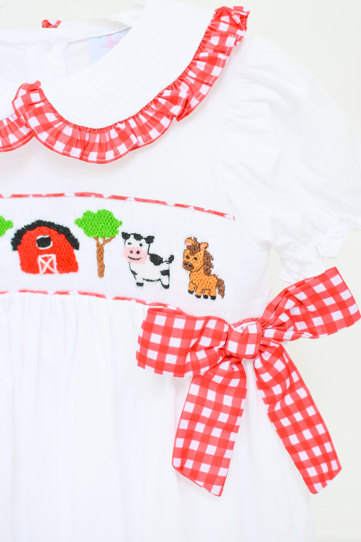 PRE-ORDER Girls Red Gingham Farm Dress