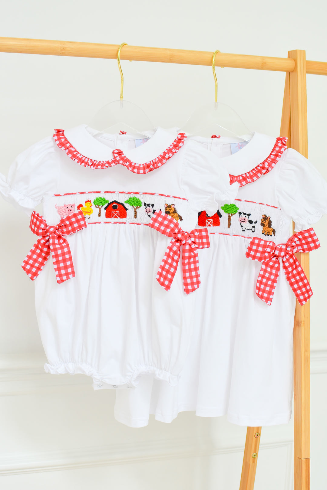 PRE-ORDER Girls Red Gingham Farm Dress