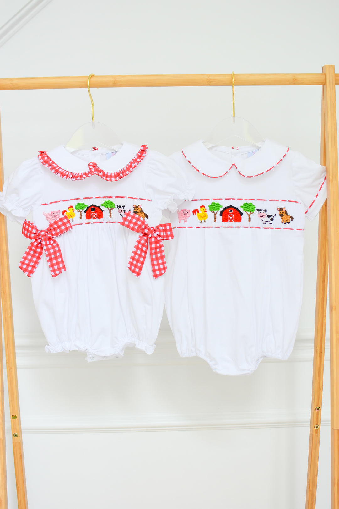 PRE-ORDER Boys Red Gingham Farm Bubble
