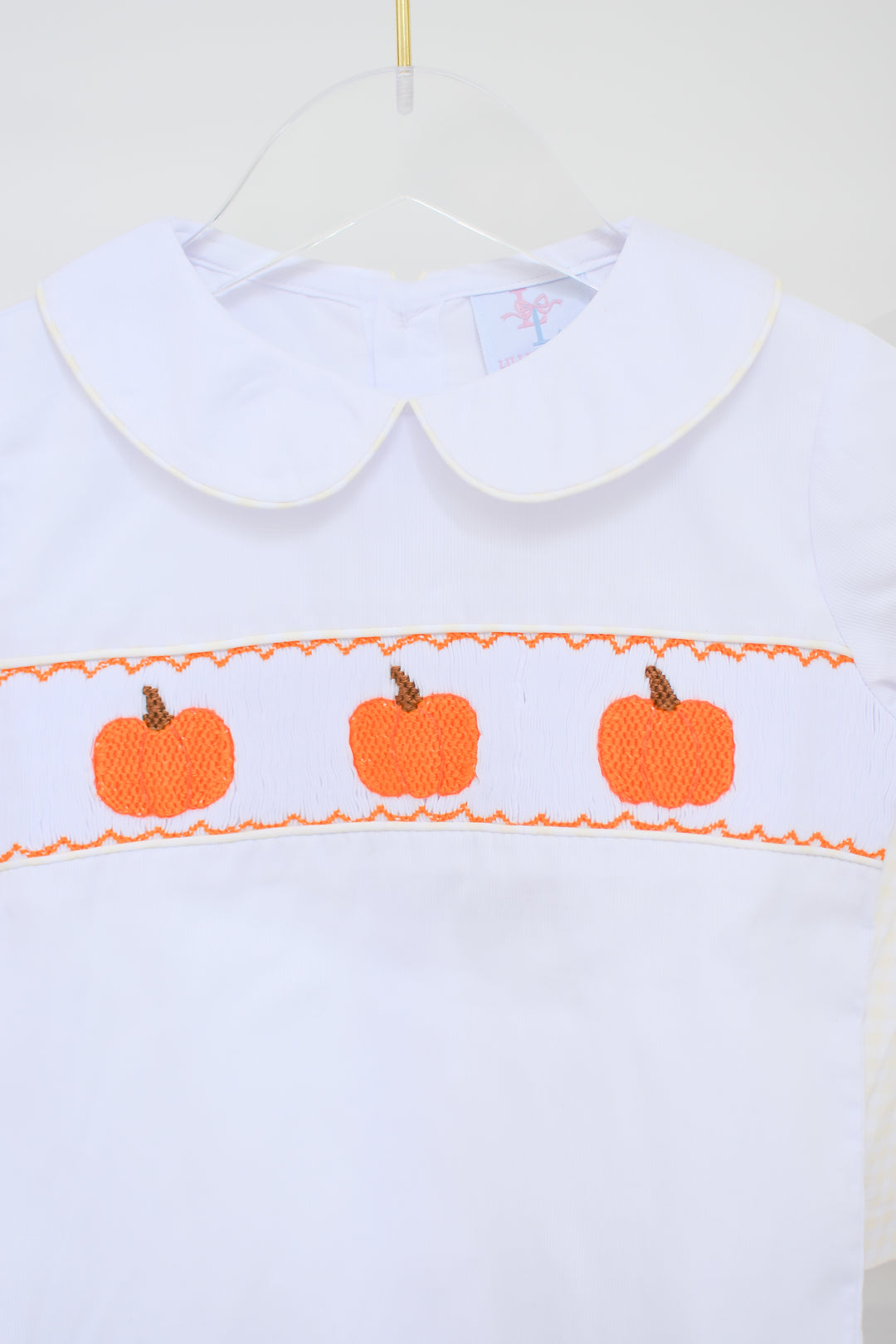 PRE-ORDER Pumpkin Smocked Shirt & Yellow Gingham Shorts Set