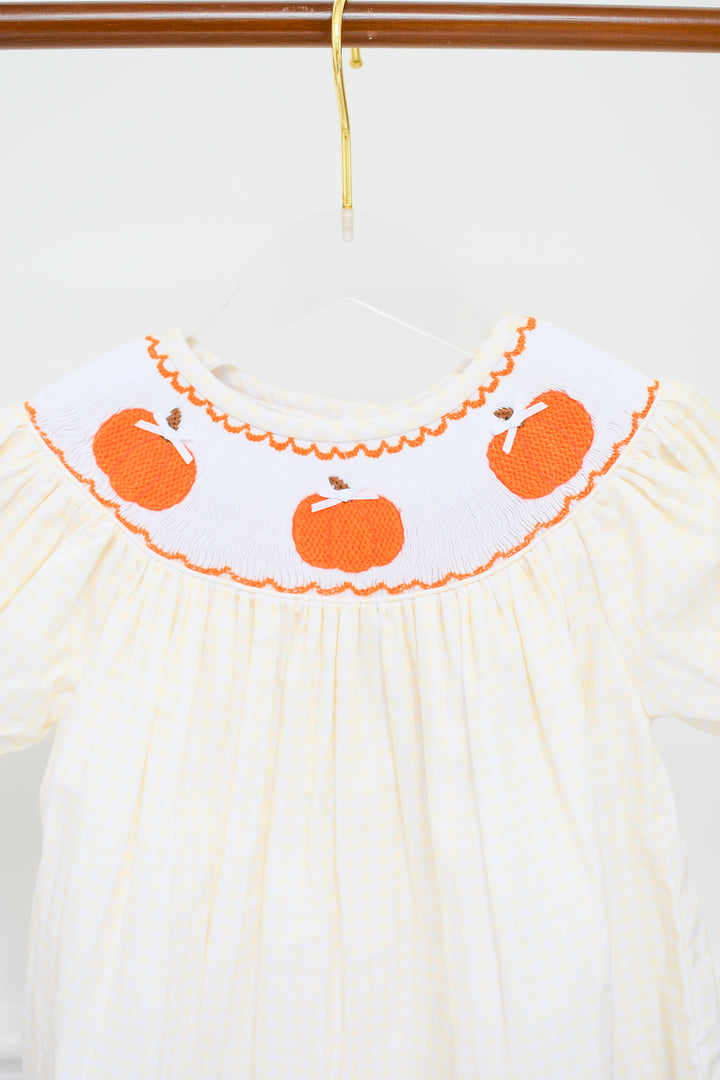 PRE-ORDER Yellow Pumpkin Smocked Shirt & Gingham Dress