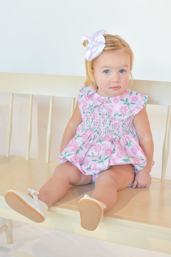 Floral Bunny Smocked Bubble