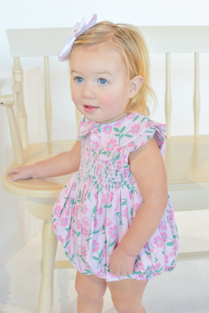 Floral Bunny Smocked Bubble