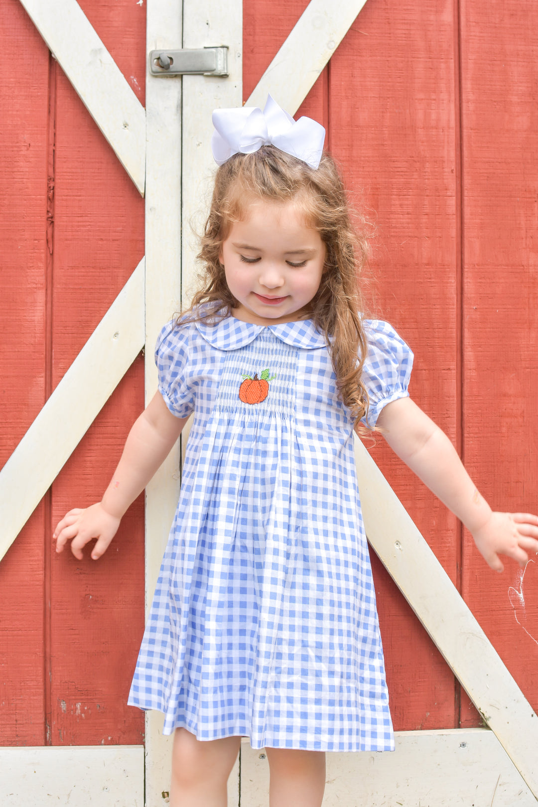 PRE-ORDER Blue Gingham Pumpkin Dress