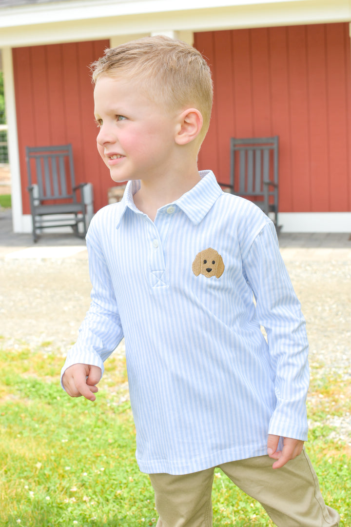 PRE-ORDER Boys Striped Puppy Appliqué Pant Set