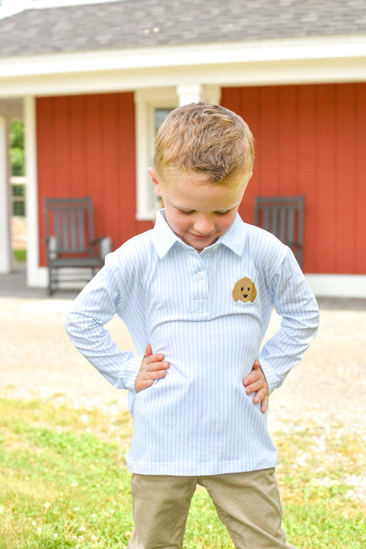 PRE-ORDER Boys Striped Puppy Appliqué Pant Set