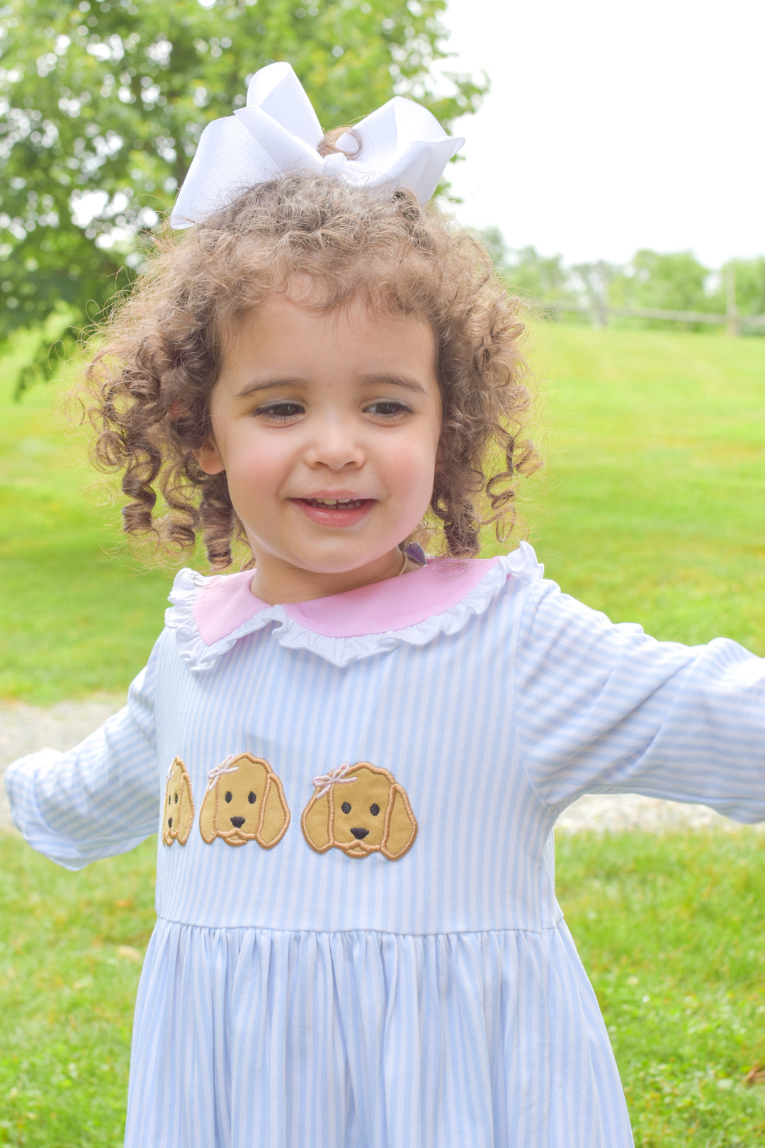 PRE-ORDER Girls Striped Puppy Appliqué Ruffle Legging Set