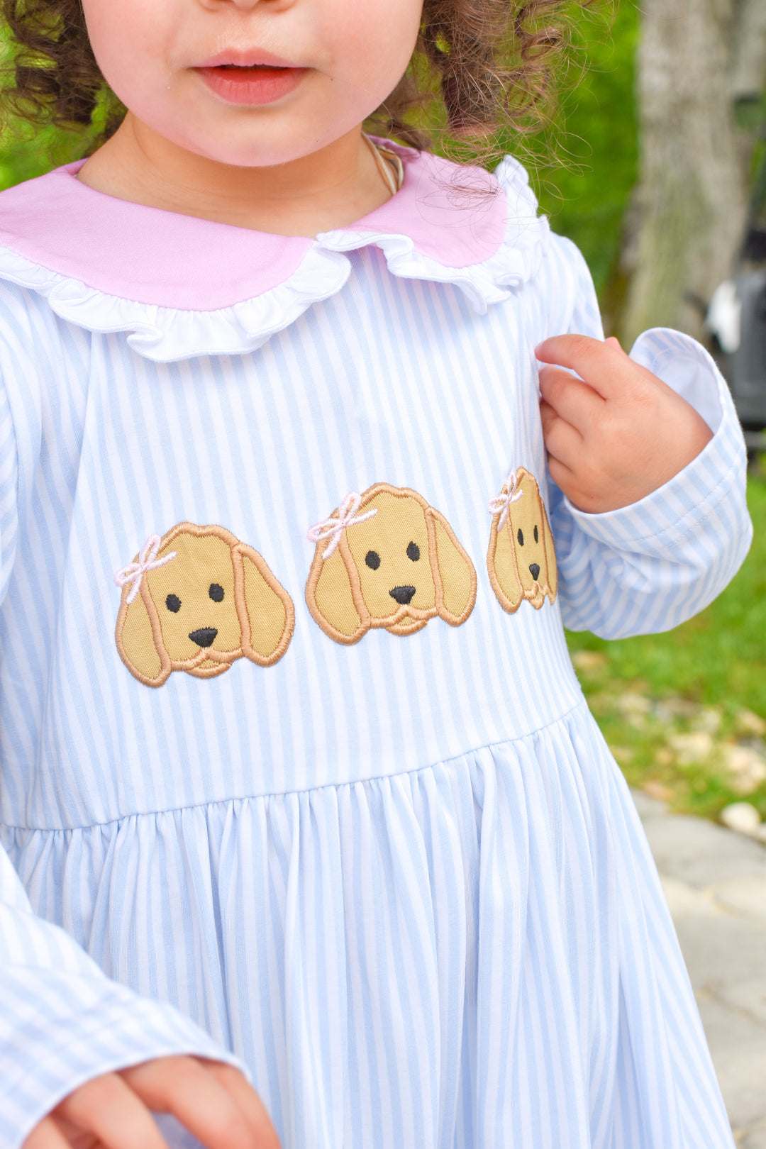 PRE-ORDER Girls Striped Puppy Appliqué Ruffle Legging Set