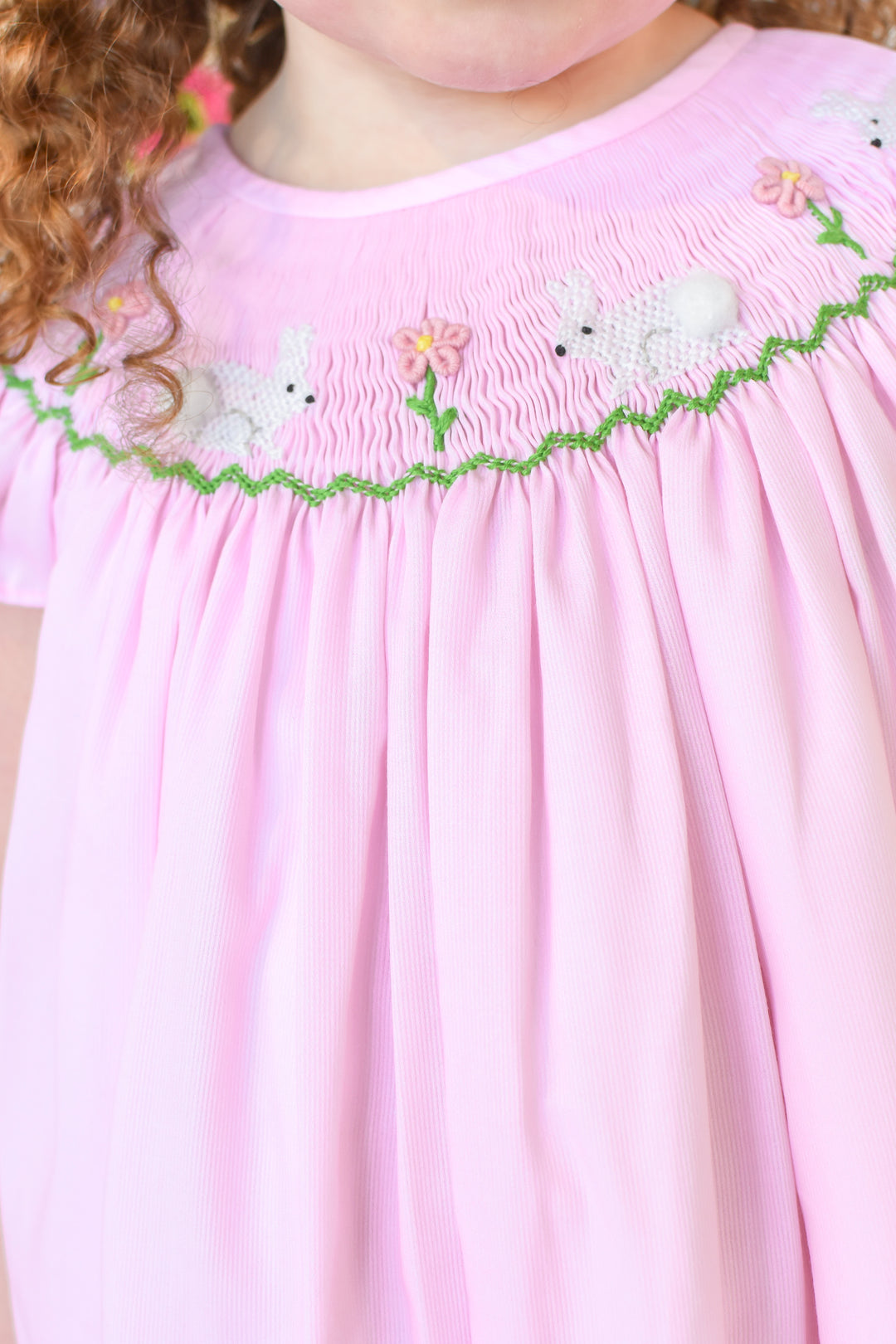 White Bunny Smocked Dress