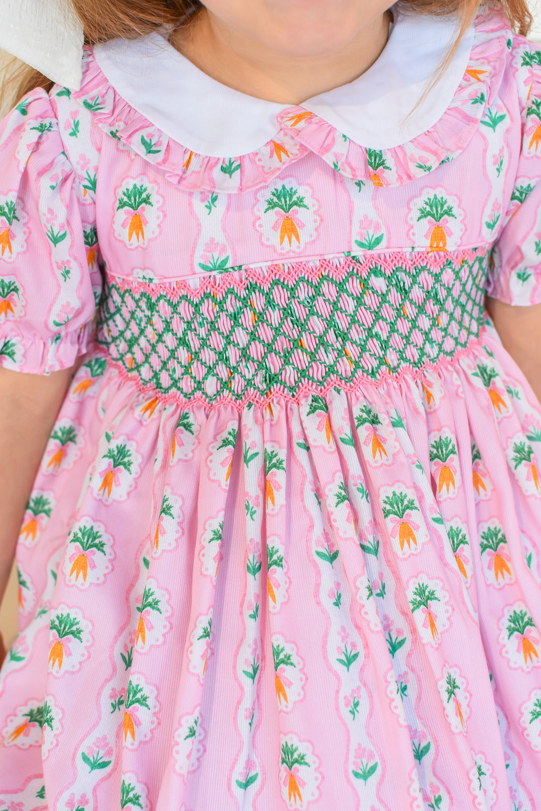 Carrot Patch Smocked Dress with Back Bow