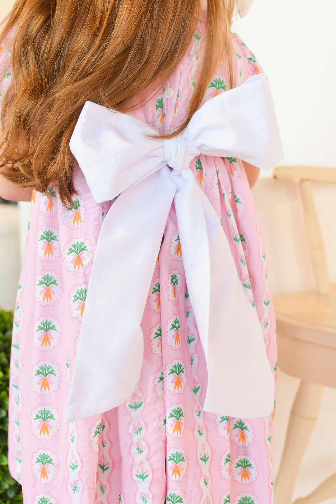 Carrot Patch Smocked Dress with Back Bow