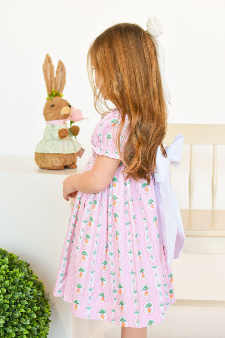 Carrot Patch Smocked Dress with Back Bow