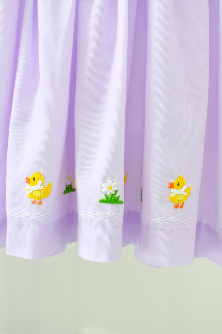 Easter Chicks Smocked Dress in Purple